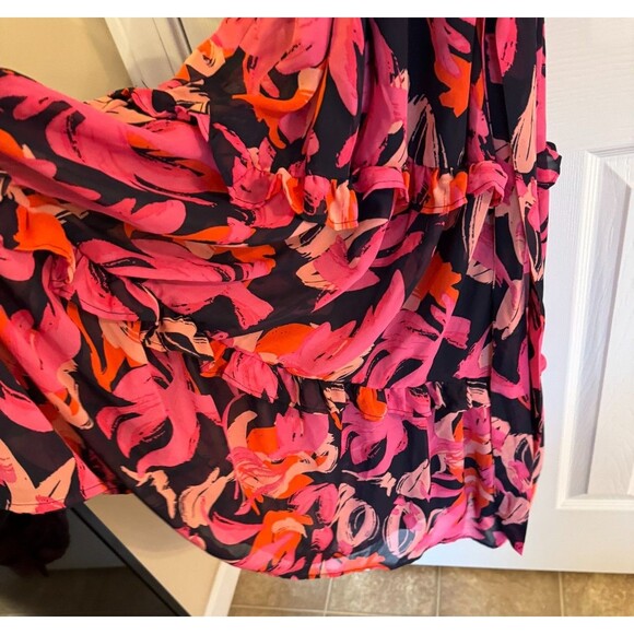 NWT Mudpie Portia Pink Dress Sz S Floral Ruffles Maxi Romantic Boho Party Event - Picture 12 of 16